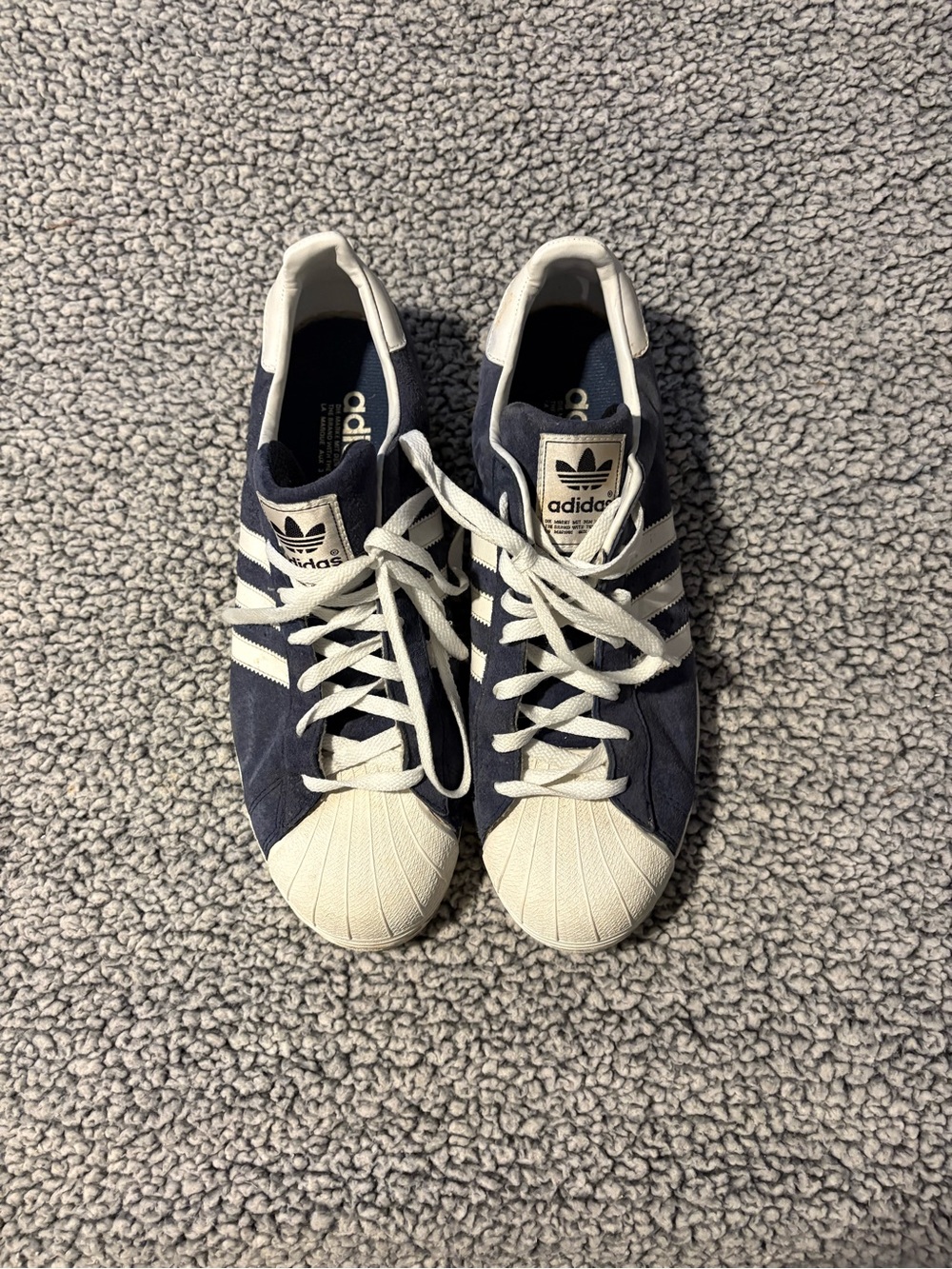 Adidas Men’s Size 14 Blue/White Suede with Rubber Toes Very Good Condition!